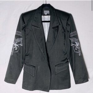 Adina Grey Green Embroidered Blazer M